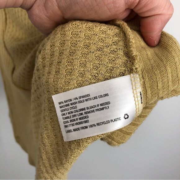 Knox Rose Yellow Thermal Waffle Knit Tunic Top Long Sleeve Womens XL - Picture 6 of 7